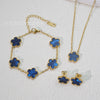 Wholesale Minimalist Plants And Flowers Style Titanium Steel 18K Electroplated Earrings Necklaces And Bracelets Set