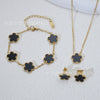 Wholesale Minimalist Plants And Flowers Style Titanium Steel 18K Electroplated Earrings Necklaces And Bracelets Set