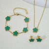 Wholesale Minimalist Plants And Flowers Style Titanium Steel 18K Electroplated Earrings Necklaces And Bracelets Set