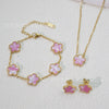 Wholesale Minimalist Plants And Flowers Style Titanium Steel 18K Electroplated Earrings Necklaces And Bracelets Set