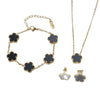 Wholesale Minimalist Plants And Flowers Style Titanium Steel 18K Electroplated Earrings Necklaces And Bracelets Set