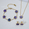 Wholesale Minimalist Plants And Flowers Style Titanium Steel 18K Electroplated Earrings Necklaces And Bracelets Set
