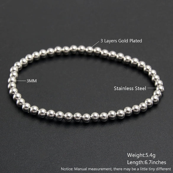 Wholesale Minimalist Retro Geometric Stainless Steel Elastic Beads Electroplating Waterproof Unisex Bracelet Jewelry