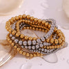 Wholesale Minimalist Retro Geometric Stainless Steel Elastic Beads Electroplating Waterproof Unisex Bracelet Jewelry