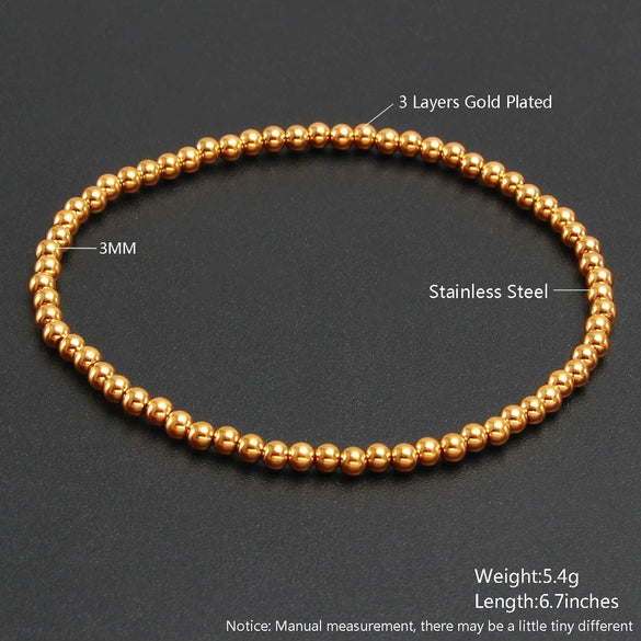 Wholesale Minimalist Retro Geometric Stainless Steel Elastic Beads Electroplating Waterproof Unisex Bracelet Jewelry