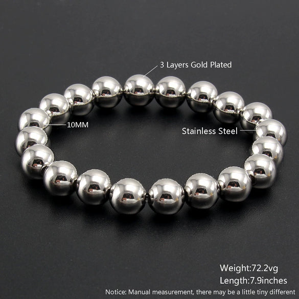 Wholesale Minimalist Retro Geometric Stainless Steel Elastic Beads Electroplating Waterproof Unisex Bracelet Jewelry