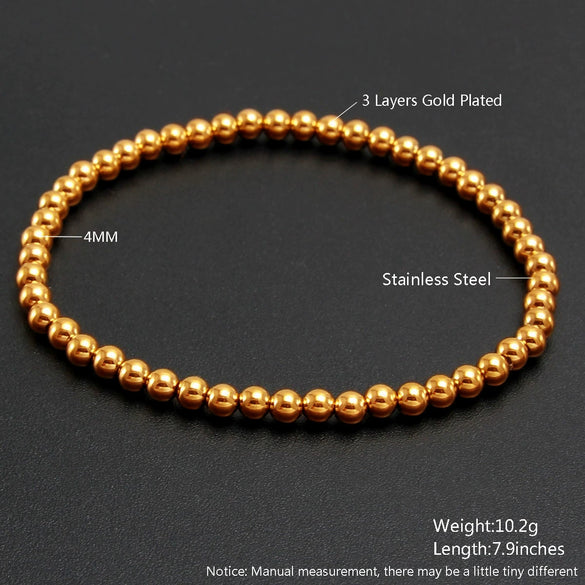 Wholesale Minimalist Retro Geometric Stainless Steel Elastic Beads Electroplating Waterproof Unisex Bracelet Jewelry