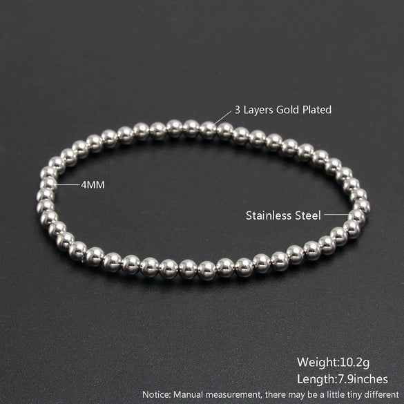 Wholesale Minimalist Retro Geometric Stainless Steel Elastic Beads Electroplating Waterproof Unisex Bracelet Jewelry