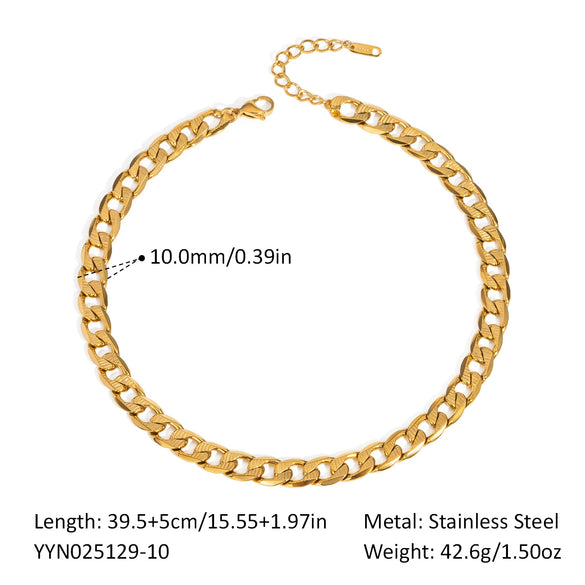 Wholesale Minimalist Simple Basic Titanium Steel Gold Plated Waterproof Jewelry With Geometric Horse Whip Chain Necklace And Bracelet