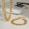 Wholesale Minimalist Simple Basic Titanium Steel Gold Plated Waterproof Jewelry With Geometric Horse Whip Chain Necklace And Bracelet