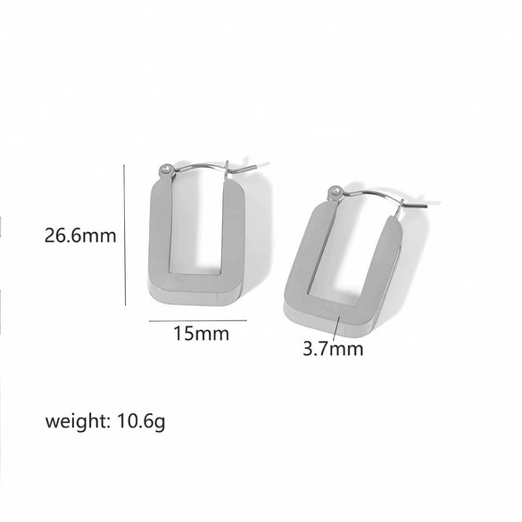 Wholesale Minimalist Simple Versatile Geometric Rectangular Stainless Steel Electroplated Earrings For Women