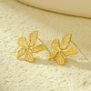 Wholesale Minimalist Small Flower Stainless Steel And 18K Gold Electroplated Earrings For Women