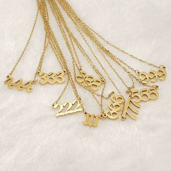 Wholesale Minimalist Stainless Steel And Titanium Steel Necklace With Letters Numbers Text Pattern And Cross Chain Electroplated
