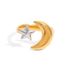 Wholesale Minimalist Stainless Steel Geometric Star Moon Adjustable Opening Jewelry With Electroplating