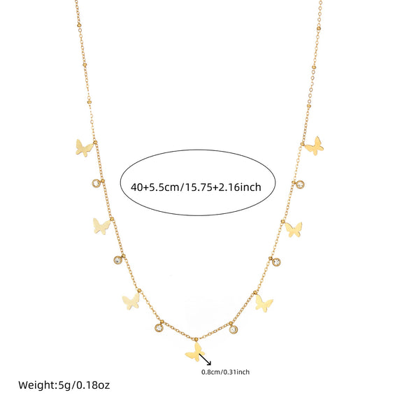 Wholesale Minimalist Stainless Steel Necklace With Diamond Fivepointed Star And Butterfly Pendant Electroplated Accessories For Ladies