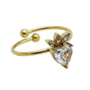 Wholesale Minimalist Stainless Steel Open Ring With Flower Leaves Fishtail Radish And Heart Shape Electroplated