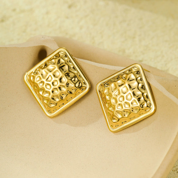 Wholesale Minimalist Stainless Steel Square Earrings With Electroplating For Women
