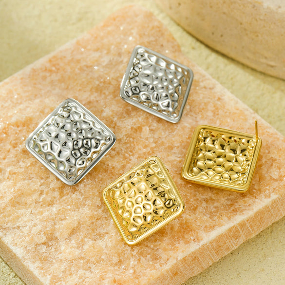 Wholesale Minimalist Stainless Steel Square Earrings With Electroplating For Women