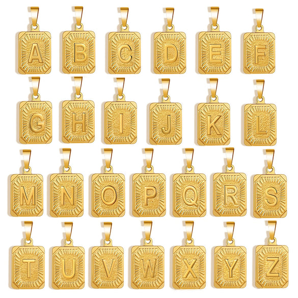 Wholesale Minimalist Stainless Steel Square Letter Pendant Necklace Accessories
