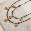 Wholesale Minimalist Star Shaped Pendant Clavicle Chain Necklace With Czech Beads Optimized Turquoise And Titanium Steel Electroplated