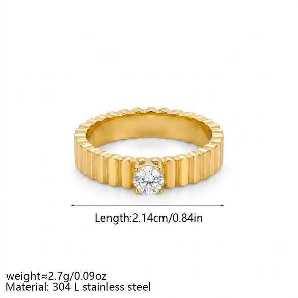 Wholesale Minimalist Style Electroplated Line Pattern Titanium Steel Ring Jewelry