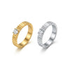 Wholesale Minimalist Style Electroplated Line Pattern Titanium Steel Ring Jewelry
