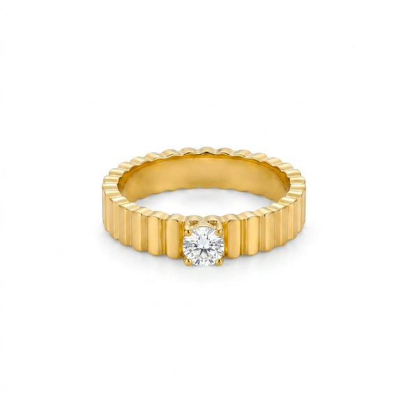 Wholesale Minimalist Style Electroplated Line Pattern Titanium Steel Ring Jewelry