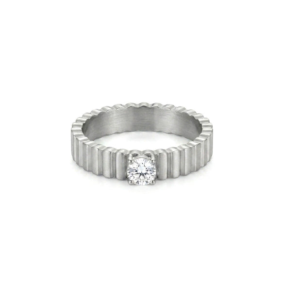 Wholesale Minimalist Style Electroplated Line Pattern Titanium Steel Ring Jewelry