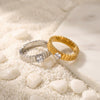 Wholesale Minimalist Style Electroplated Line Pattern Titanium Steel Ring Jewelry