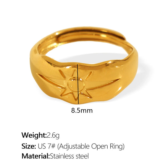 Wholesale Minimalist Style Geometric Line Ring 316L Stainless Steel Electroplated Women's