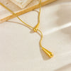 Wholesale Minimalist Style Stainless Steel Water Drop Pendant Necklace With Snake Bone Chain And Electroplating Design For Women