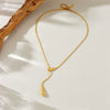Wholesale Minimalist Style Stainless Steel Water Drop Pendant Necklace With Snake Bone Chain And Electroplating Design For Women