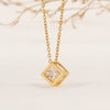 Wholesale Minimalist Three Dimensional Hollow Square Titanium Steel Necklace For Women With Smart Zircon And Geometric Design O Chain