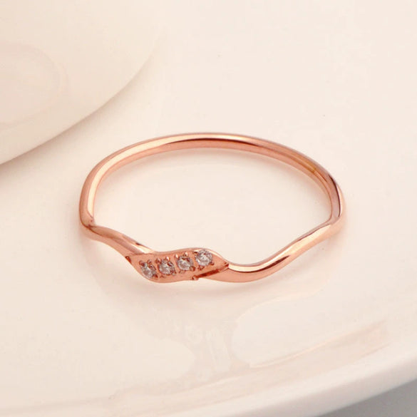 Wholesale Minimalist Titanium Steel Drop Shape Diamond Ring With Electroplating For Female