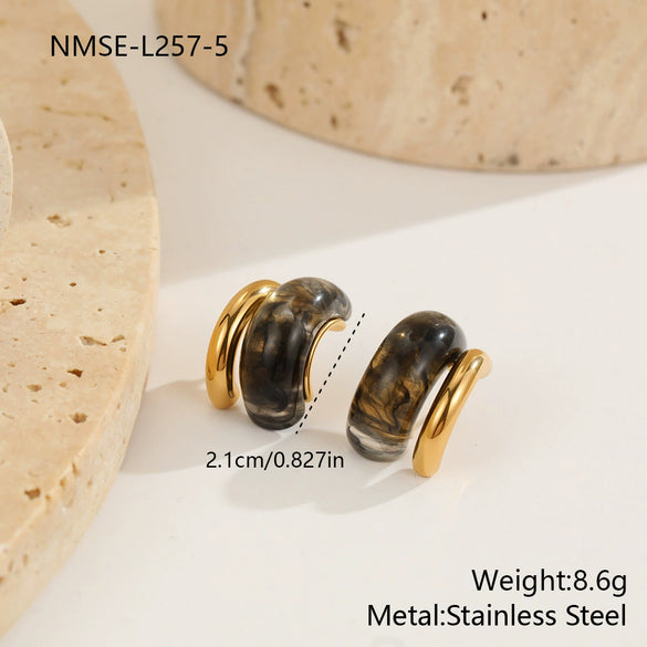 Wholesale Minimalist Translucent Resin Electroplated Geometric Cshaped Stud Earrings For Women