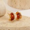 Wholesale Minimalist Translucent Resin Electroplated Geometric Cshaped Stud Earrings For Women