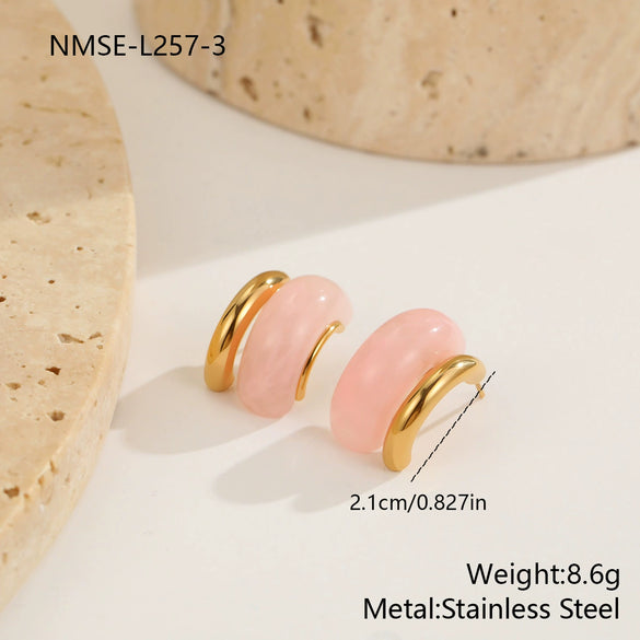 Wholesale Minimalist Translucent Resin Electroplated Geometric Cshaped Stud Earrings For Women