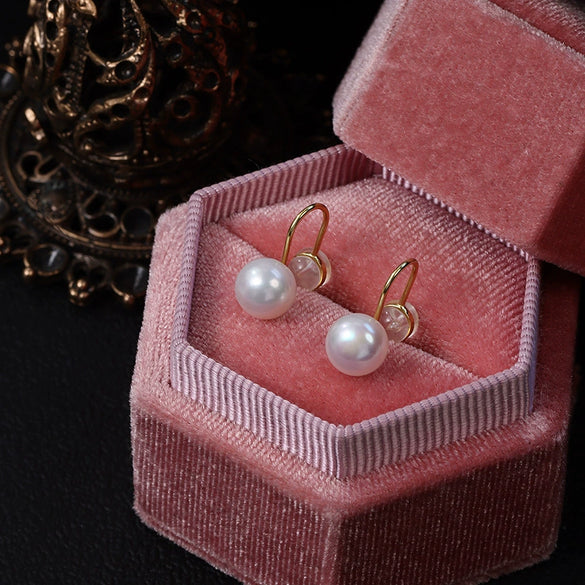 Wholesale Minimalist Unisex Steamed Bun Round Natural Freshwater Pearl S925 Silver Painless Ear Clip With Silicone Ear Buckle