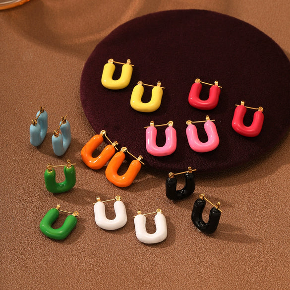 Wholesale Minimalist Ushaped Electroplated Stainless Steel Earrings For Women