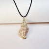 Wholesale Minimalist Waxed Leather Rope Natural Conch Shell Necklaces With Electroplated Gold Edge