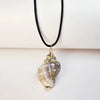 Wholesale Minimalist Waxed Leather Rope Natural Conch Shell Necklaces With Electroplated Gold Edge