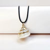 Wholesale Minimalist Waxed Leather Rope Natural Conch Shell Necklaces With Electroplated Gold Edge