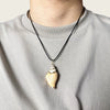 Wholesale Minimalist Waxed Leather Rope Natural Conch Shell Necklaces With Electroplated Gold Edge