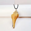 Wholesale Minimalist Waxed Leather Rope Natural Conch Shell Necklaces With Electroplated Gold Edge
