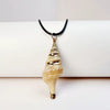Wholesale Minimalist Waxed Leather Rope Natural Conch Shell Necklaces With Electroplated Gold Edge