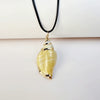 Wholesale Minimalist Waxed Leather Rope Natural Conch Shell Necklaces With Electroplated Gold Edge