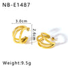 Wholesale Minimalist Women's Stainless Steel 18K Gold Plated Linear Multilayer C Shaped Hollow Tube Geometric Earrings With Vacuum Plating In Furnace