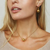 Wholesale Minimalistic Gold Ball Pendant Necklace With Box Chain Stainless Steel Geometric Design Electroplating For Women