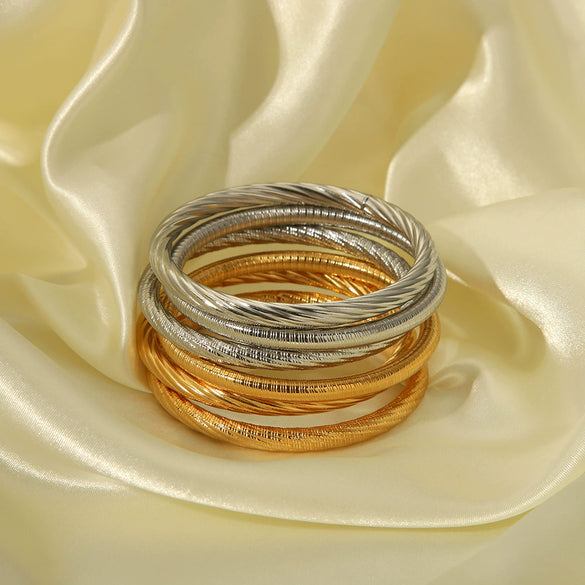 Wholesale Minimalistic Spiral Design Stainless Steel Bracelet Jewelry With Vacuum Real Gold Electroplating In Pvd Furnace