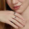 Wholesale Mining Stacked Geometric Aquatic Agate Ring S925 Silver Natural Green Moss Stone Retro Style For Women